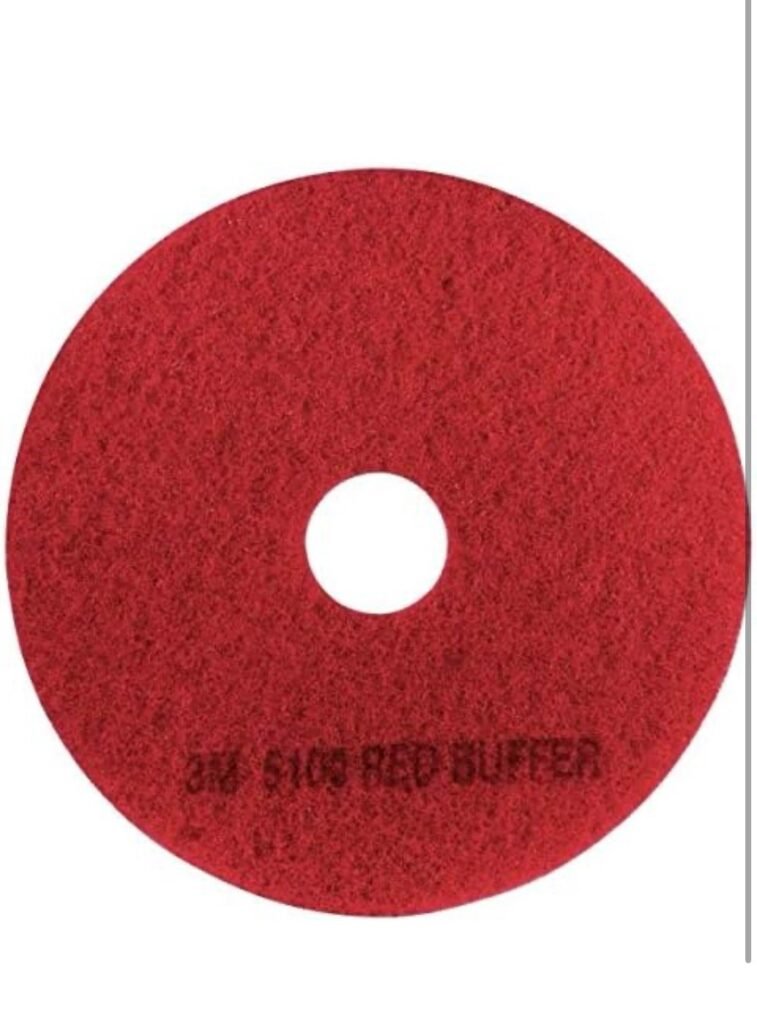 3M Buffer Floor Pad 5100 Red, 12" Removes Soil Scratches Scuff Black Shoes Marks