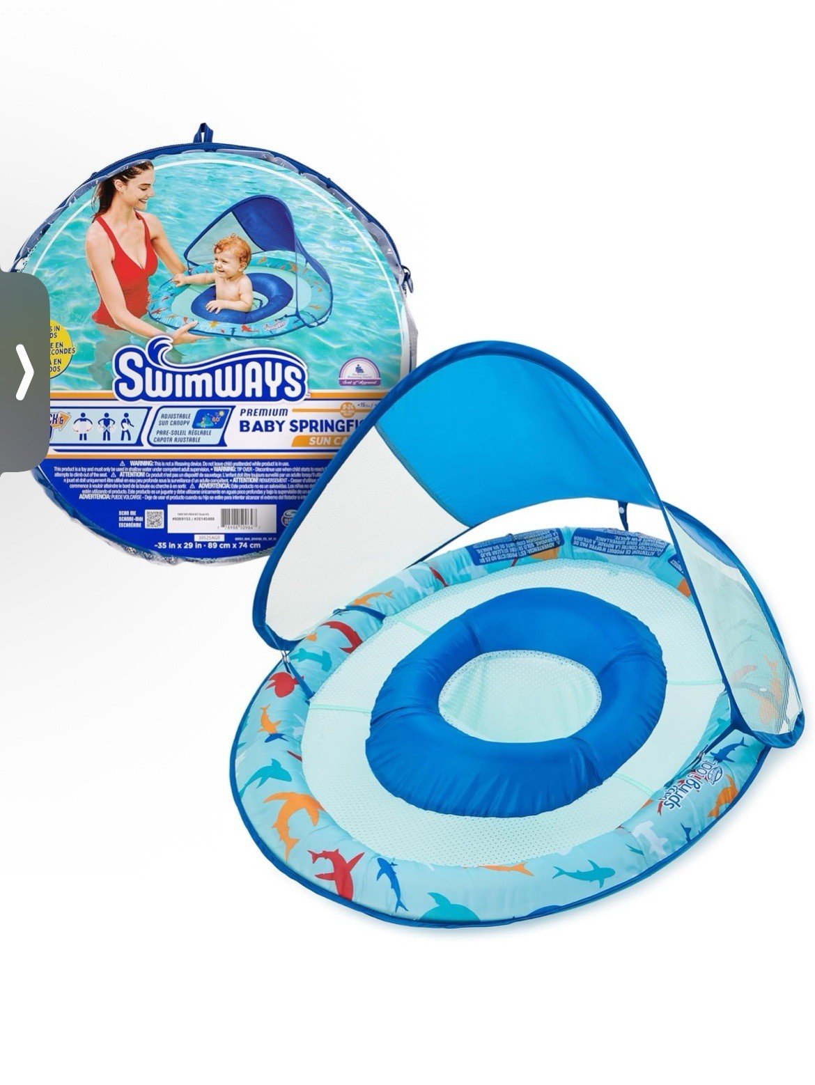 Swimways Premium Baby Springfloat With Sun Canopy 9-24 months Pack & Go Unopened