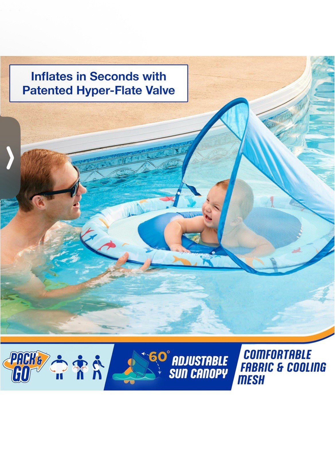 Swimways Premium Baby Springfloat With Sun Canopy 9-24 months Pack & Go Unopened - Image 2