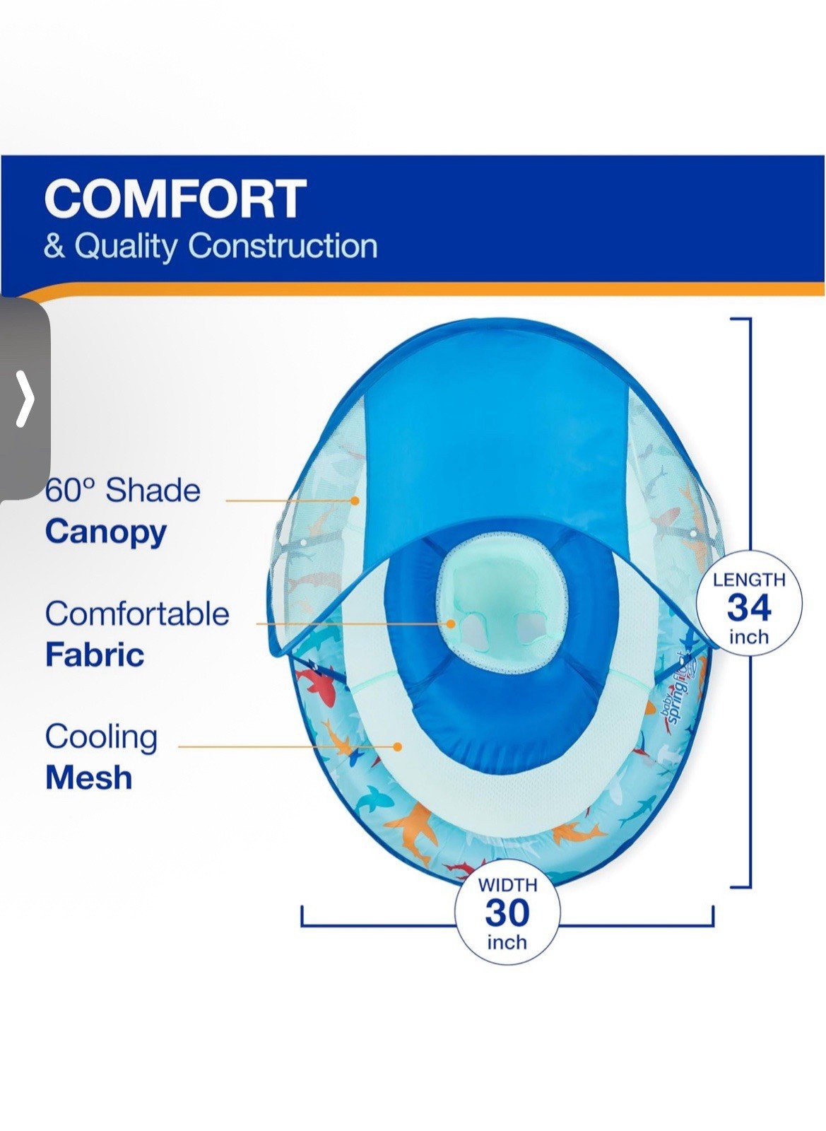 Swimways Premium Baby Springfloat With Sun Canopy 9-24 months Pack & Go Unopened - Image 3