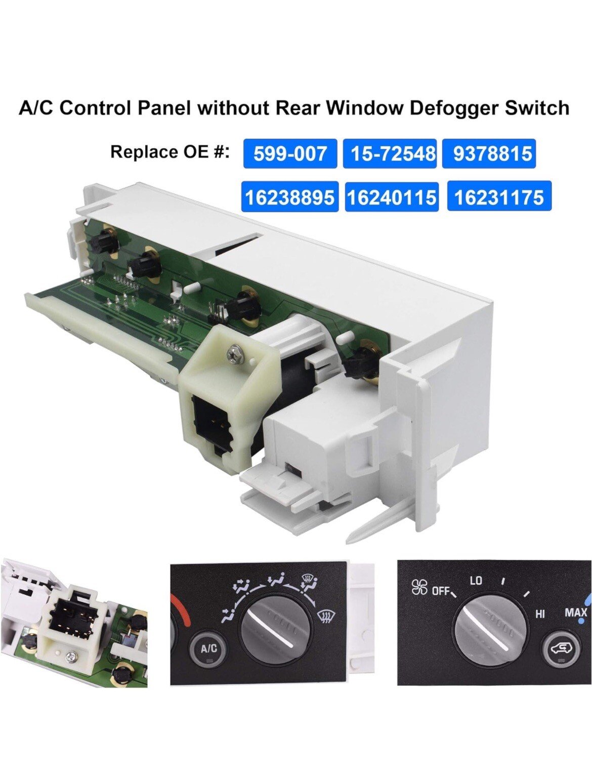 Heater A/C Control Switch Panel Module W Rear Window Defogger Chevy GMC READ DES - Image 2