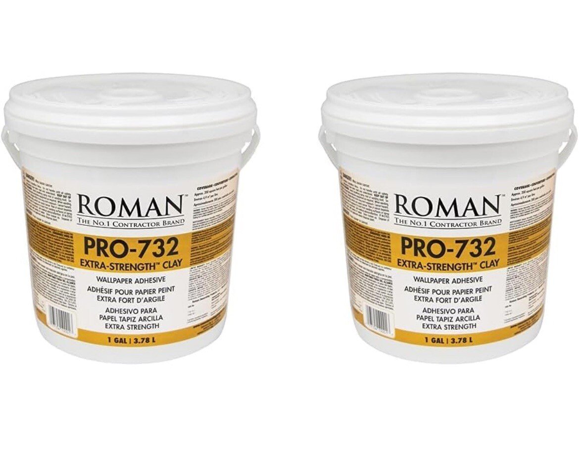 2 Buckets Roman PRO-732 Extra Strength Clay Modified Starches Adhesive 1 gal X2