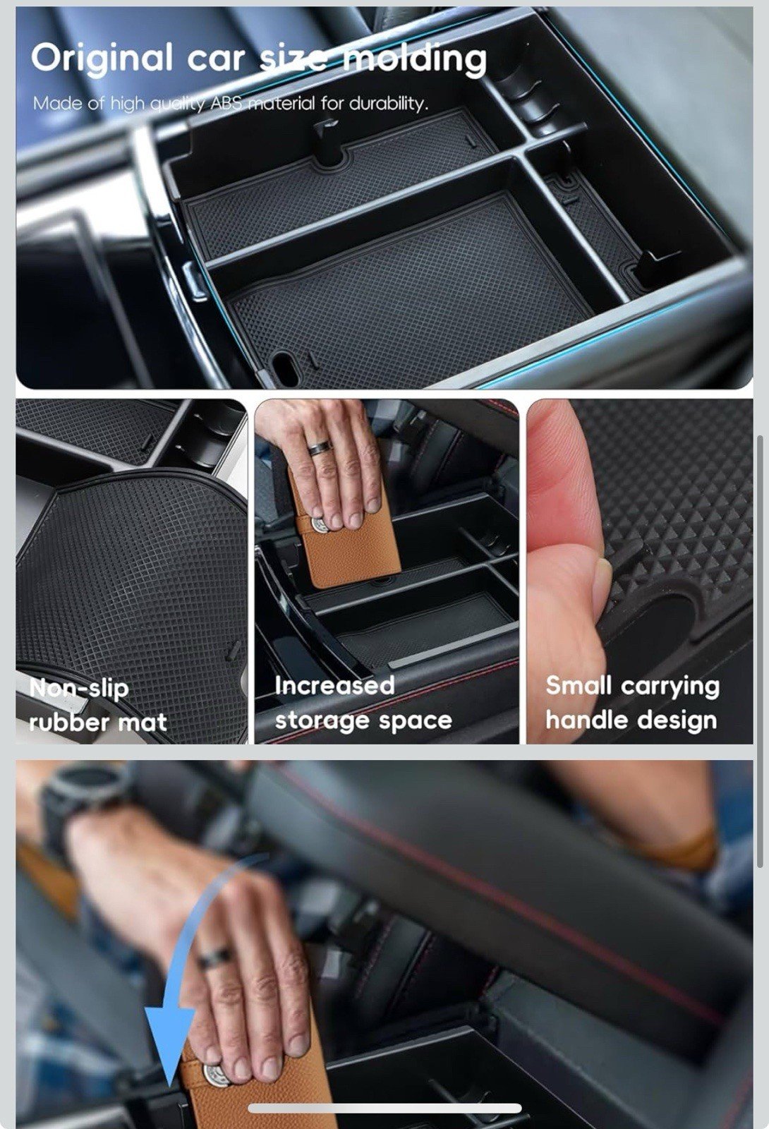 4 Pc Center Console Organizer Compatible W 2024-2025 Chevy Traverse GMC Acadia - Image 3
