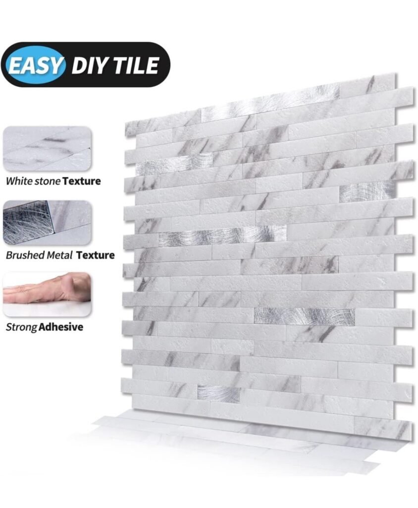 Dicofun Peel & Stick Backsplash Gray Metal Look DIY STRONG ADHESIVE Fast Ship