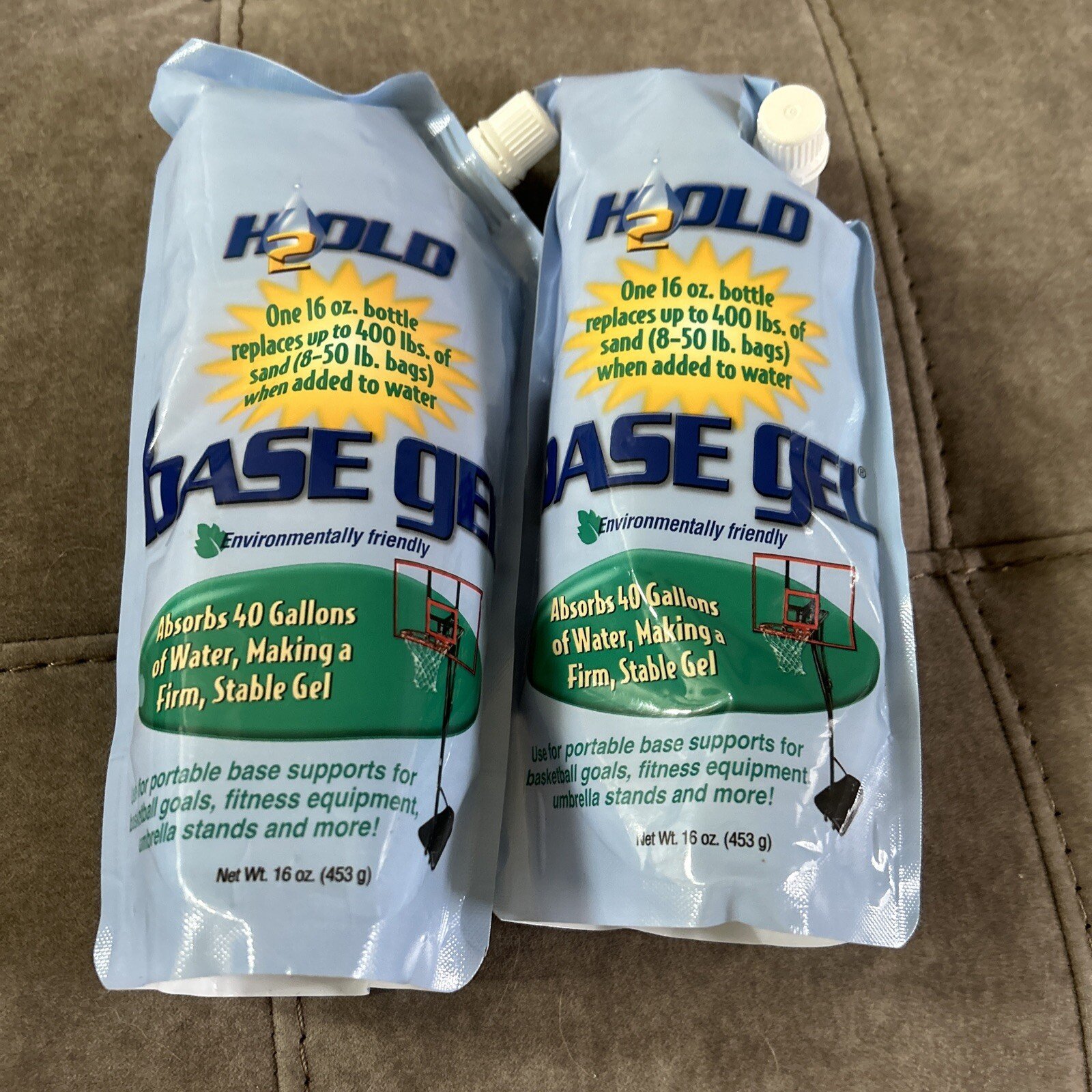 2 Packs 16oz Tubes H2old Base Gel Basketball Goal Portable Bases Polymer NE