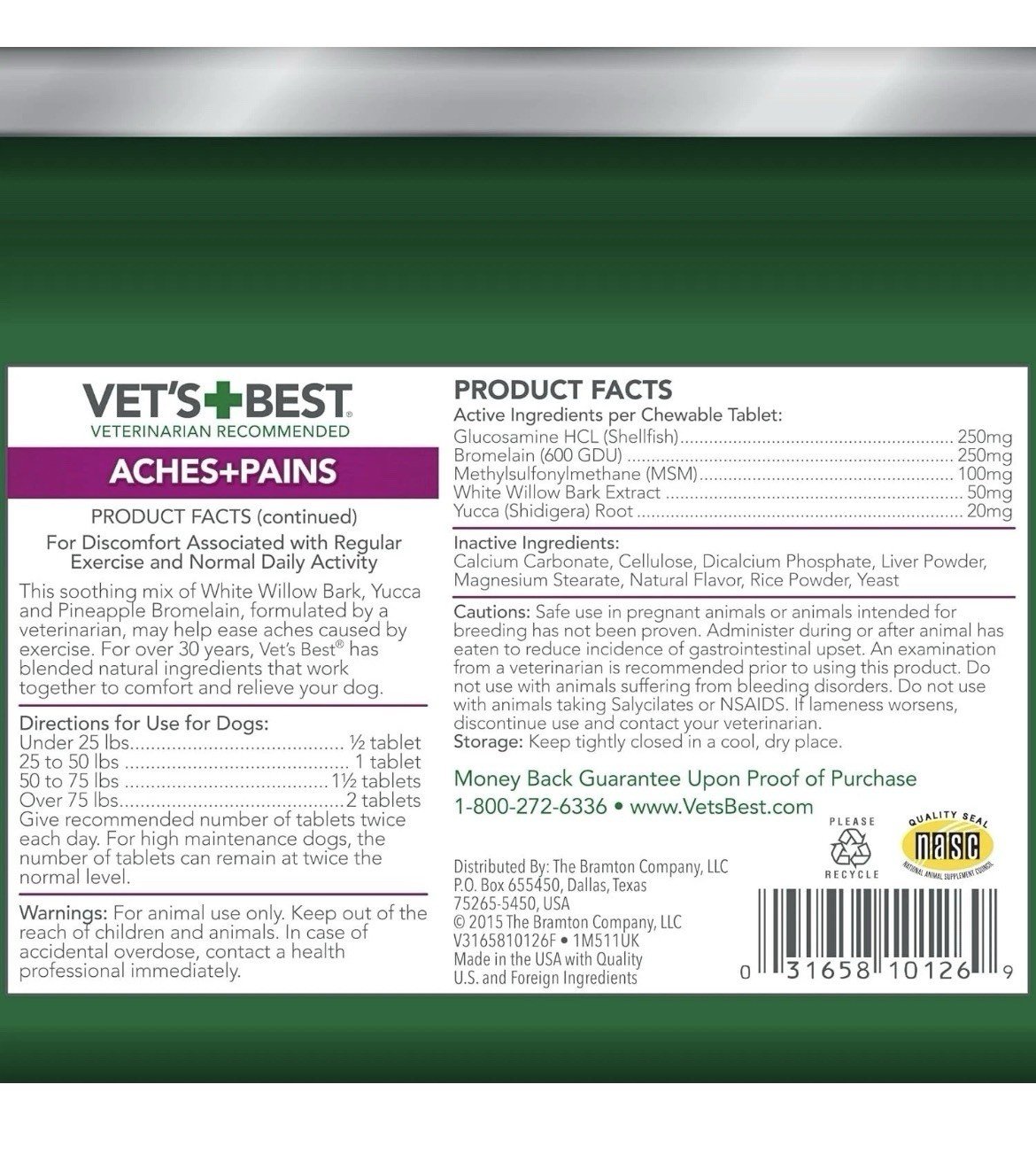 2 Pcs Vets Best Aches + Pains Dog Supplement - 150 Chewable Tablets - Exp 3/2029 - Image 3