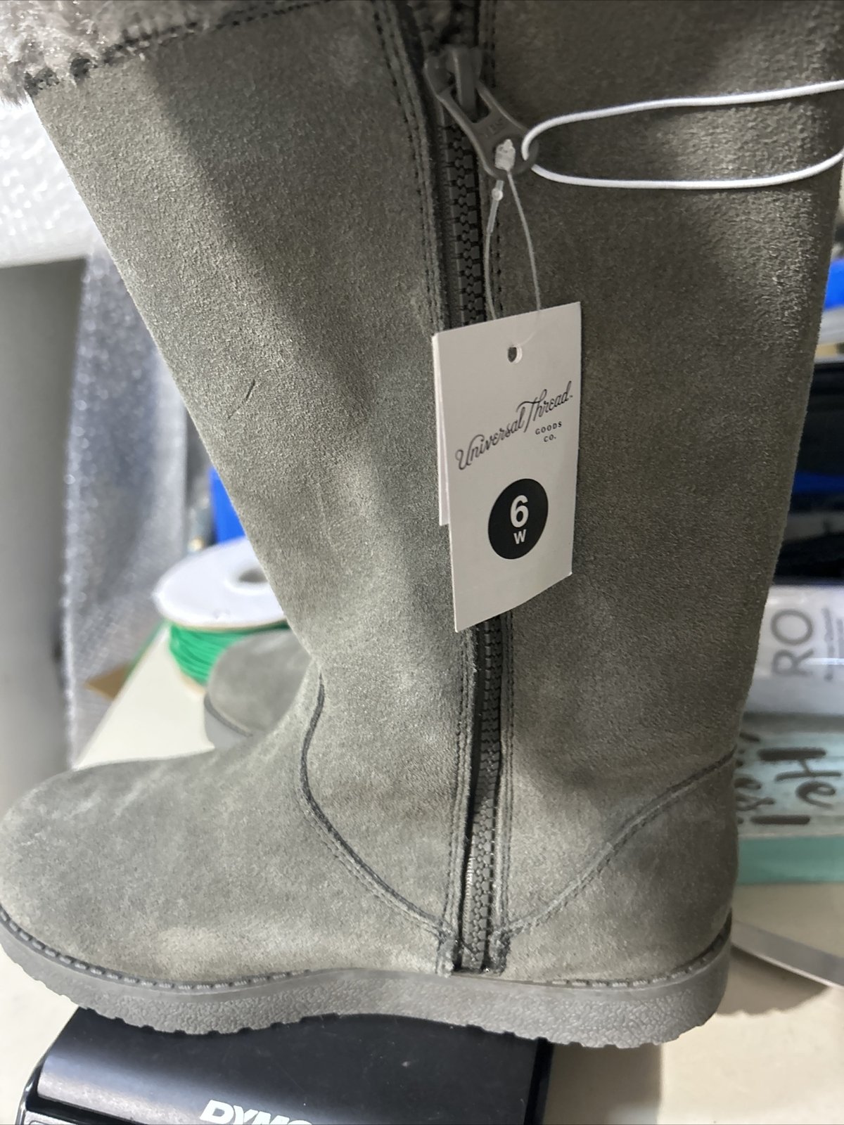 Universal Thread Women's Daniela Style Genuine Suede Faux Fur Tall Boots Sz 6W - Image 4