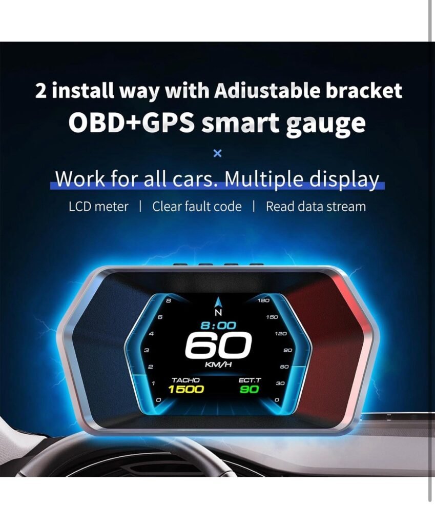 Heads up Display P17 Car Smart obd2 Gauge Display GPS Speedometer Fuel Speed RPM