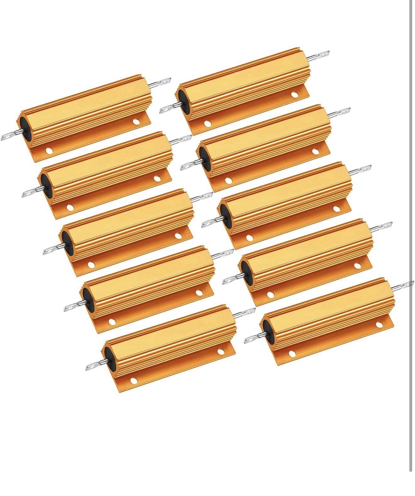 USA SHIPED 10Pcs 100 Watt 56 Ohm RANIT Aluminum Housed Wire Wound Resistor Gold - Image 3