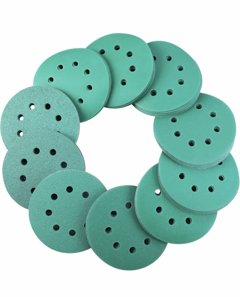 50pcs 8 Holes 5” P180 Wood Grinding Polishing Jundoo 8 Green Sanding Discs Disc