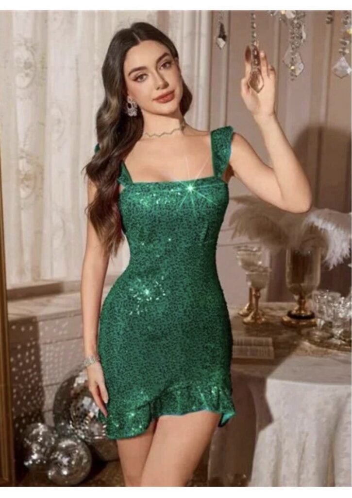 Small Green Short Homecoming Teen Sexy Sequins Dress Birthday Party Adjustable