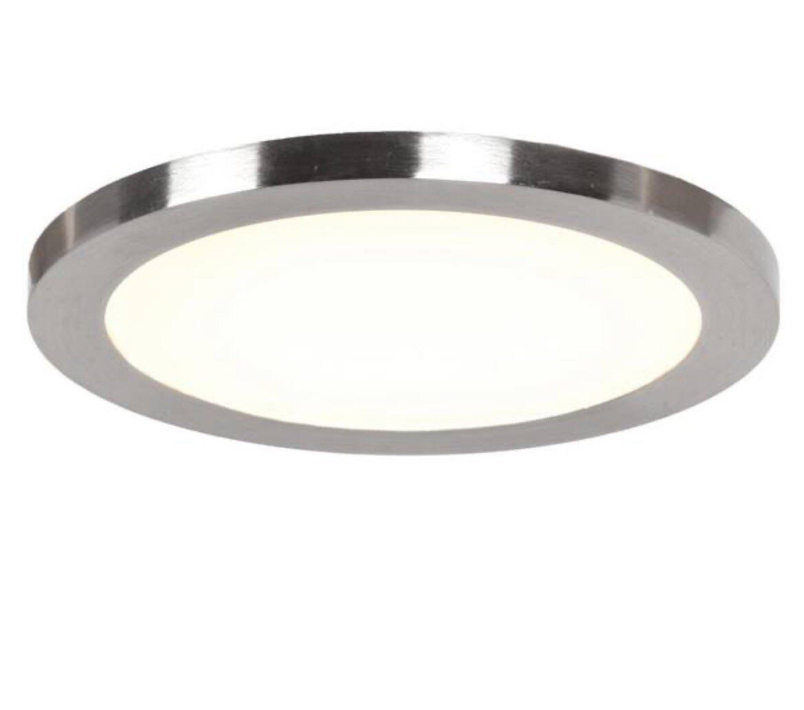 LED Flushmount W Acrylic Lens 9.5” Brushed 75 Watt Disc 3000K Warm White