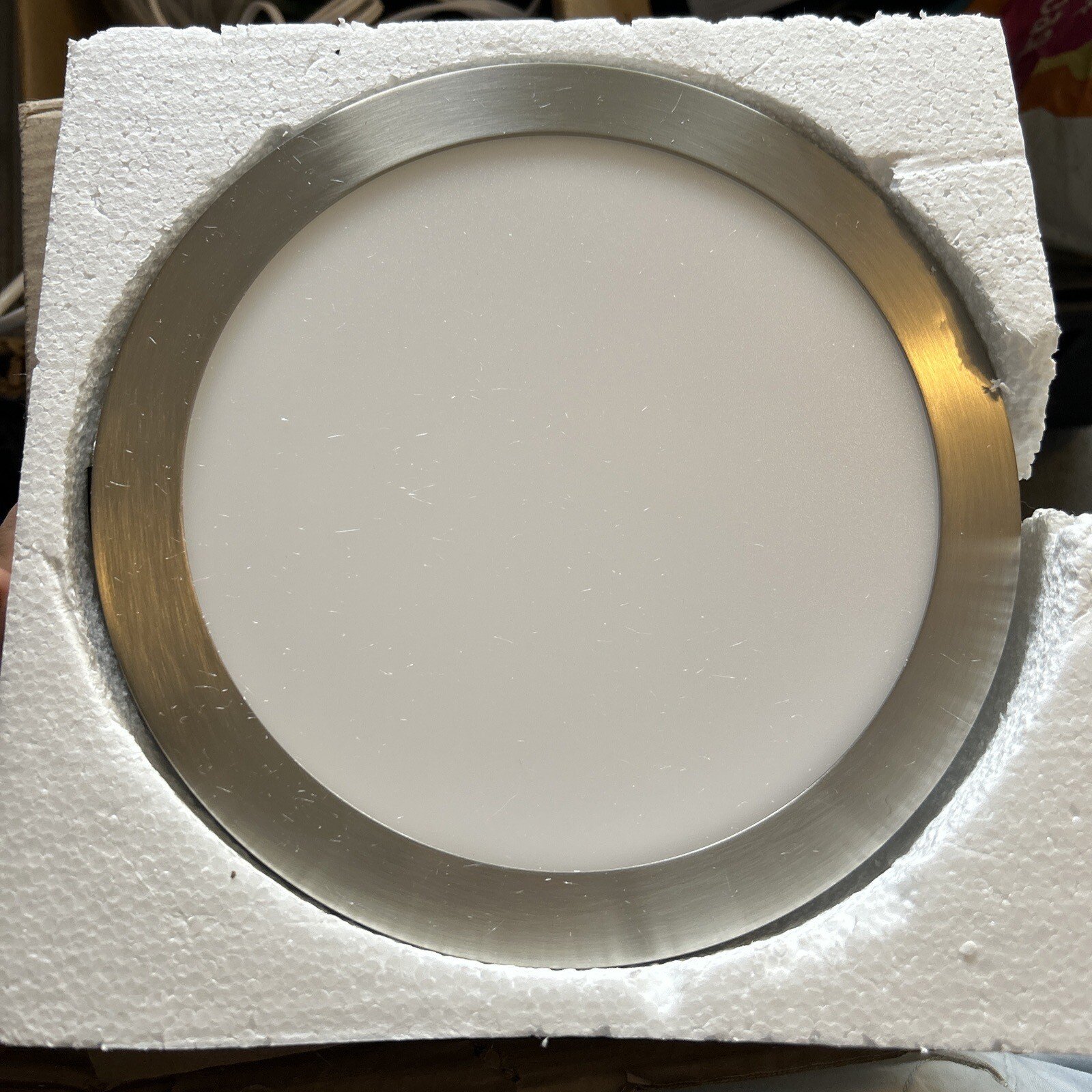 LED Flushmount W Acrylic Lens 9.5” Brushed 75 Watt Disc 3000K Warm White - Image 2