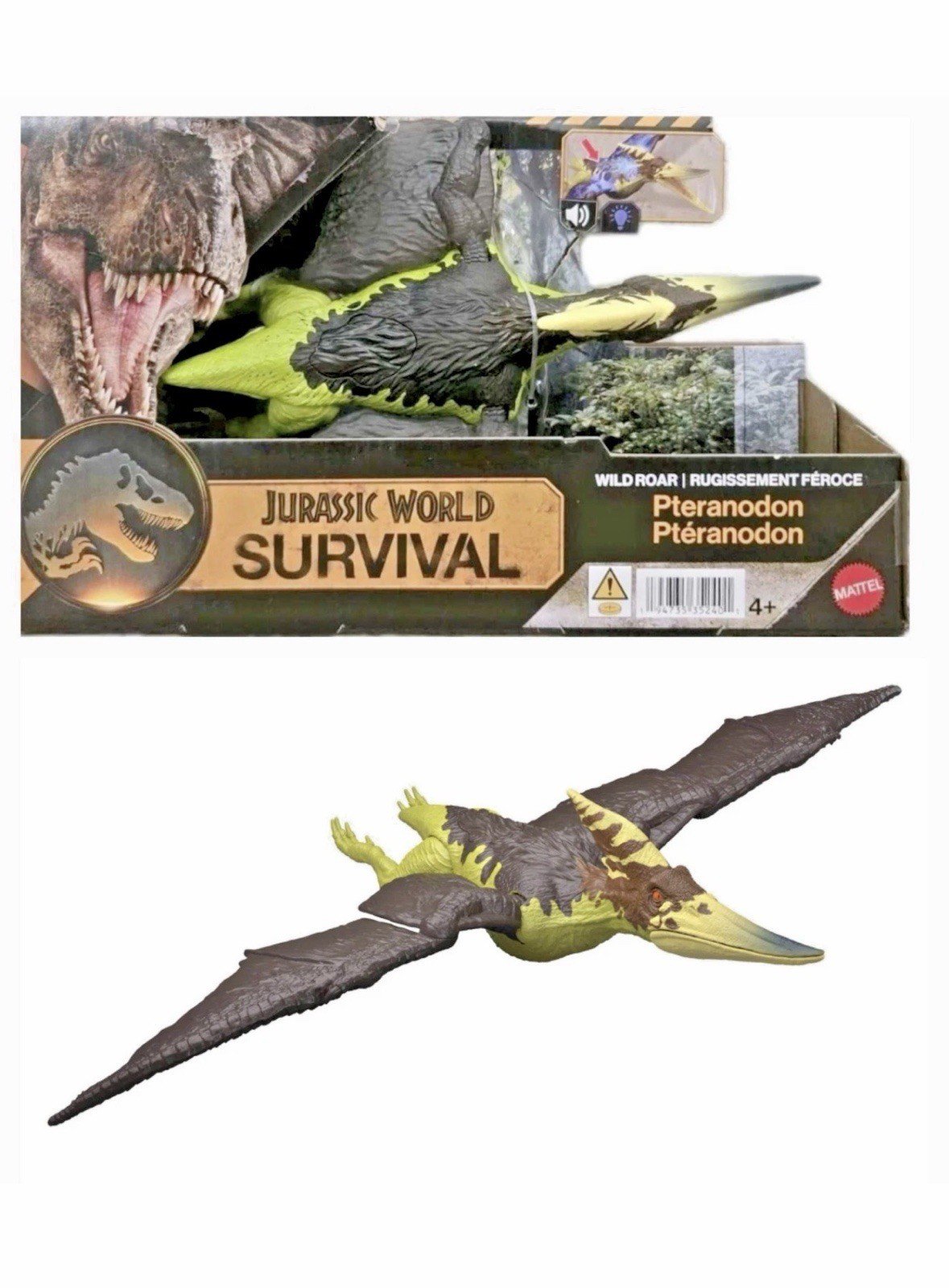Jurassic World Survival Wild Roar Pteranodon Dinosaur Figure, Lights & Sounds 🆕