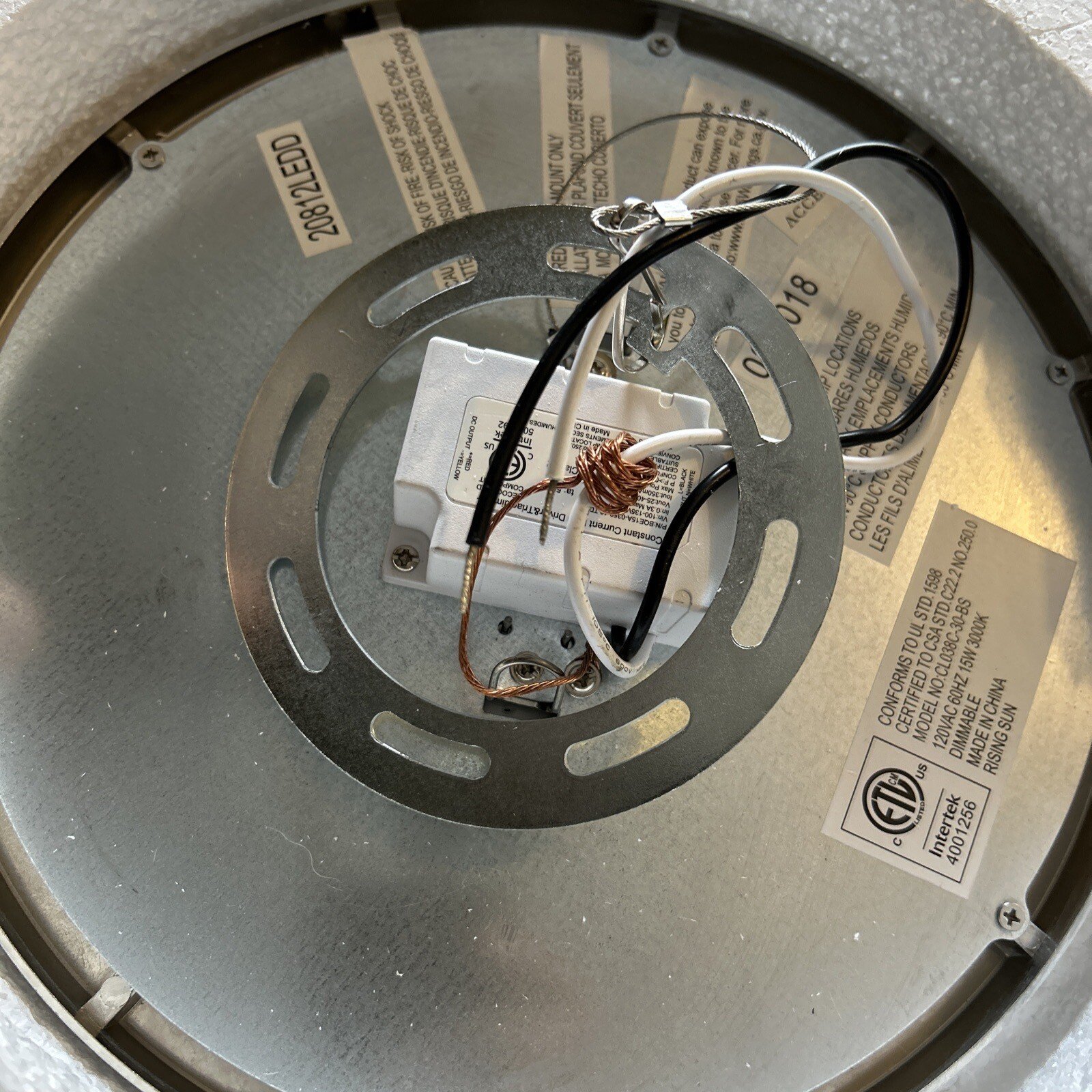 LED Flushmount W Acrylic Lens 9.5” Brushed 75 Watt Disc 3000K Warm White - Image 3