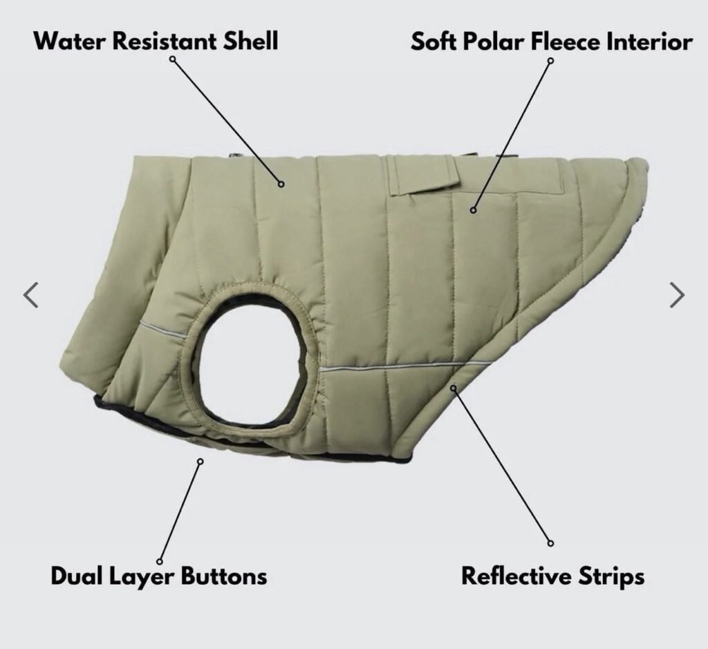 Sz Large Green Dog Winter Coat Jacket Waterproof Reflective Pet Vest Warm Zipper