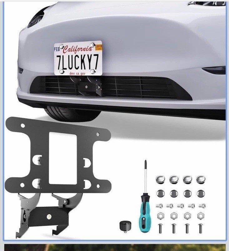 No Drill TESLA Y License Plate Holder Fits 2020-2024 Lockable Design Aluminum
