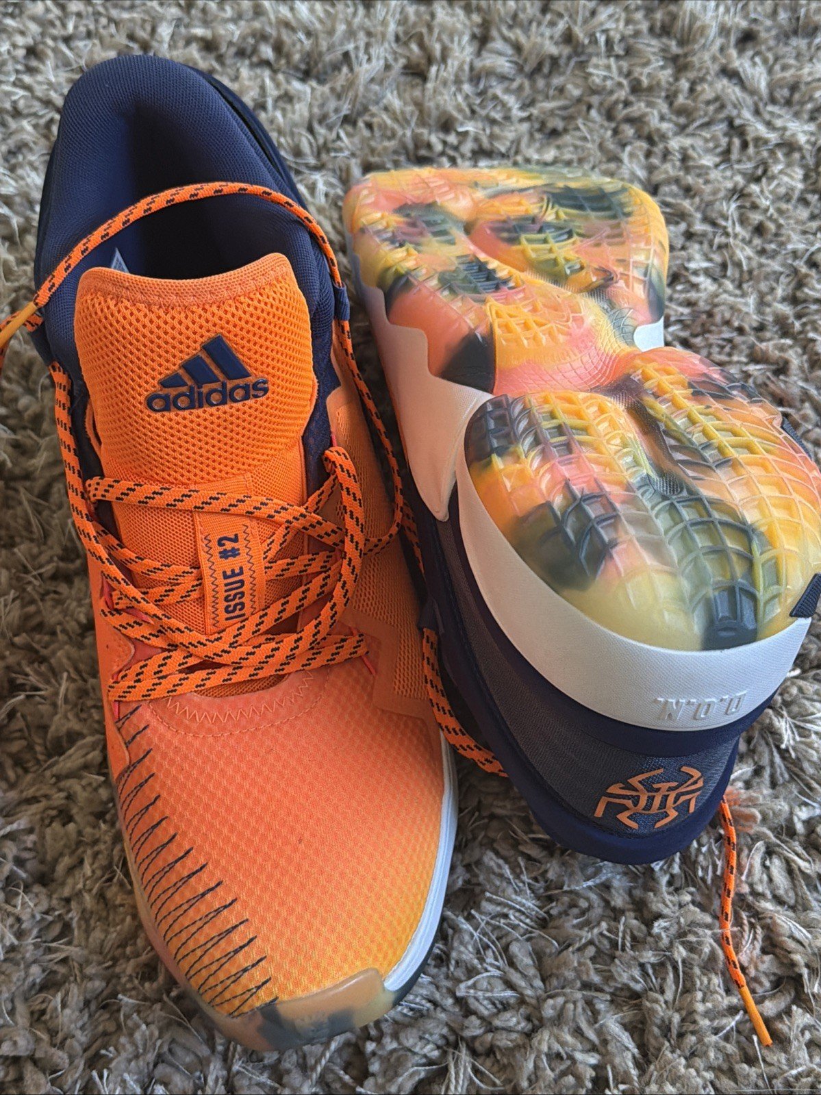 Size 15 adidas D.O.N. Issue #2 Signal Orange Blue Wore Once - Image 2