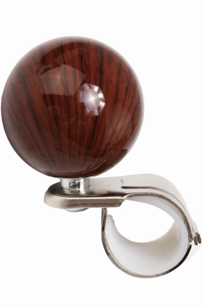 Steering Wheel Spinners Rotator, Universal Non-Slip fit Acrylic Peach Wood Brown