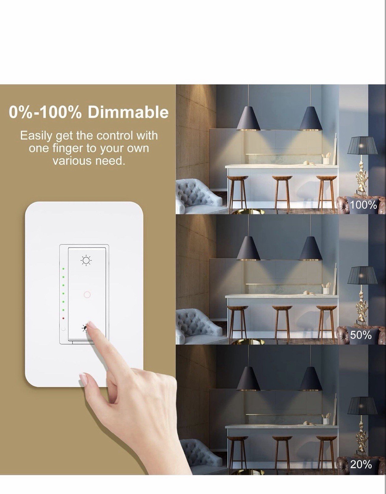 Smart Dimmer Switch 3-Way Wi-Fi Work Alexa Google Assistant Neutral Needed - Image 3