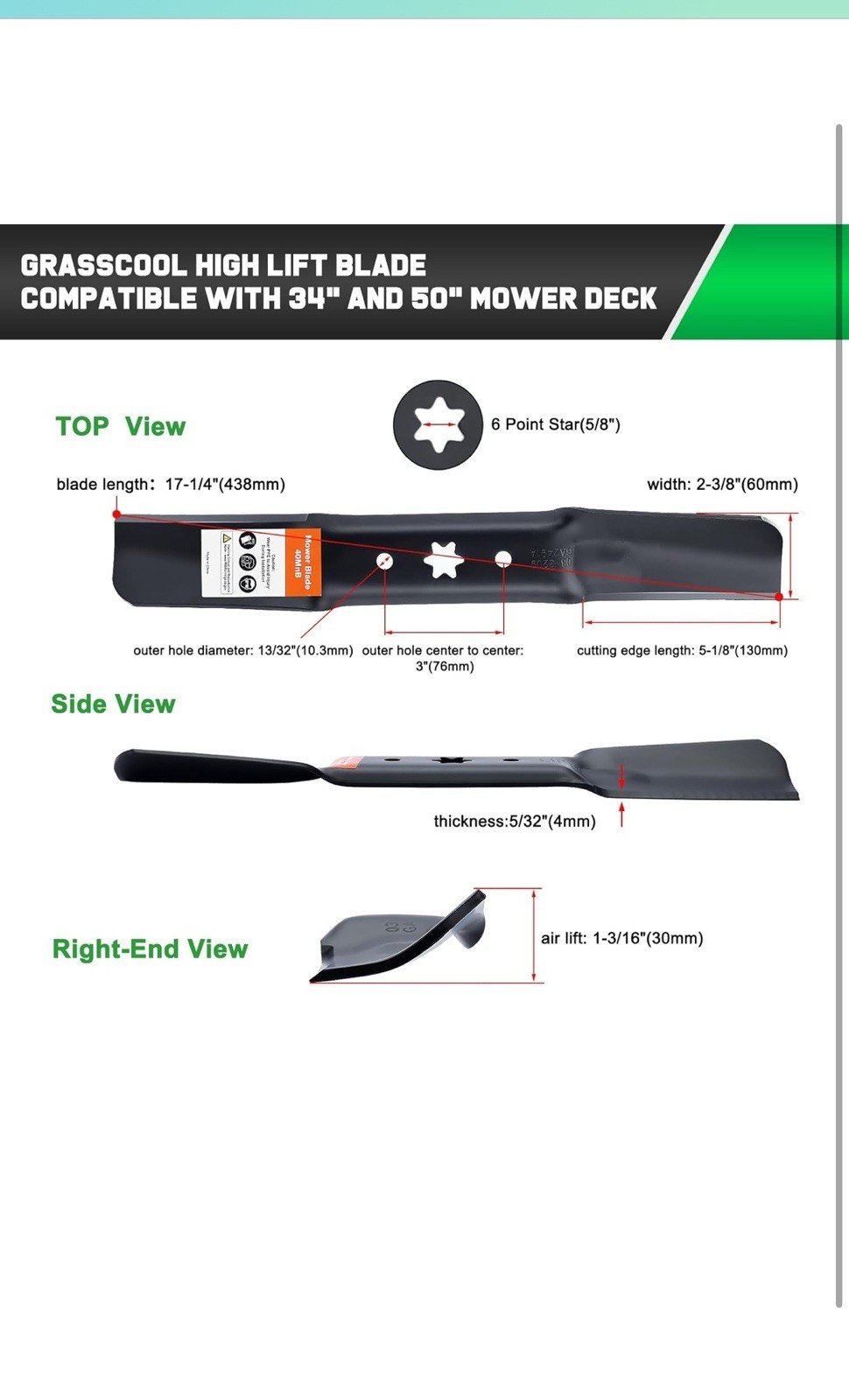 ZT1 50 Blades for Cub Cadet 942-05052A Ultima ZT1 ZT2 Enduro XT1 XT2 LT50 High L - Image 2