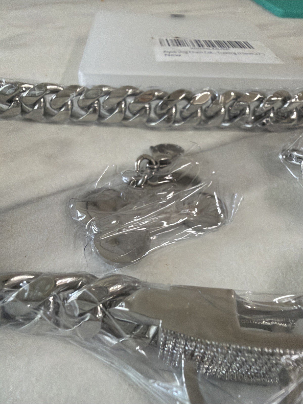15mm 22inch 22” Dog Chain Collar Silver Stainless Steel Cuban Link W Bell & Tag - Image 4
