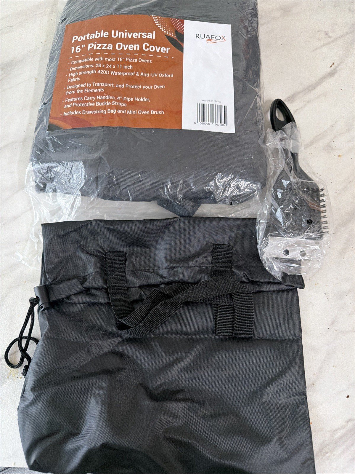 Portable Universal 16" Pizza Oven Cover w/ Brush With Carrying Bag