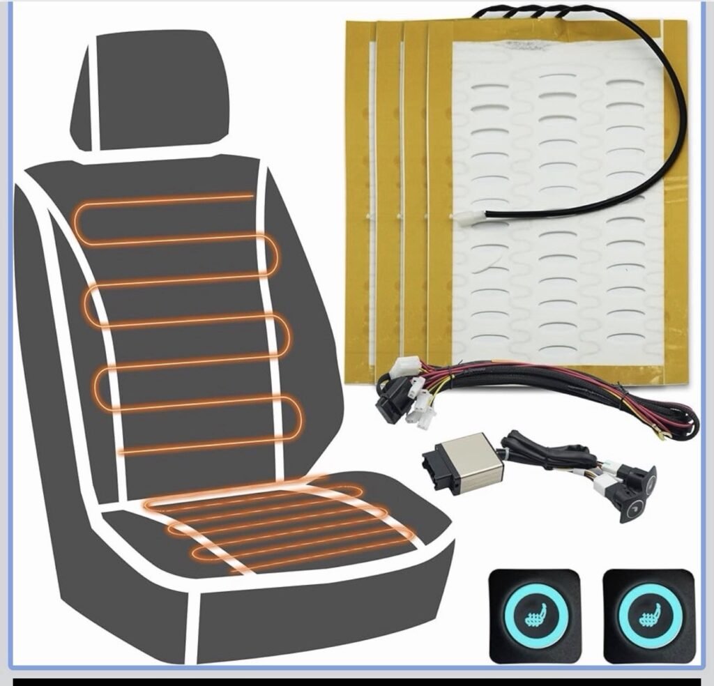 Universal Built-In Heated Car Seat Kit For 2 Seats 12V Alloy Wire Pad W Switch