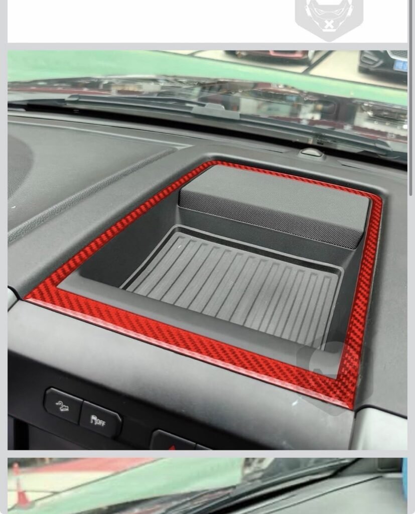 Keptrim for F150 Red Carbon Fiber Center Console Dash Storage Tray 2015 16 17-20
