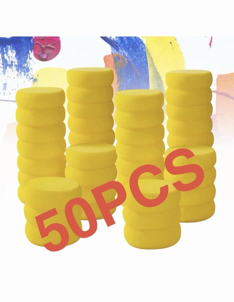 50 Pack Round Synthetic Sponge, 2.9 inch - Artist Sponge 50pcs-2.9inch Yellow