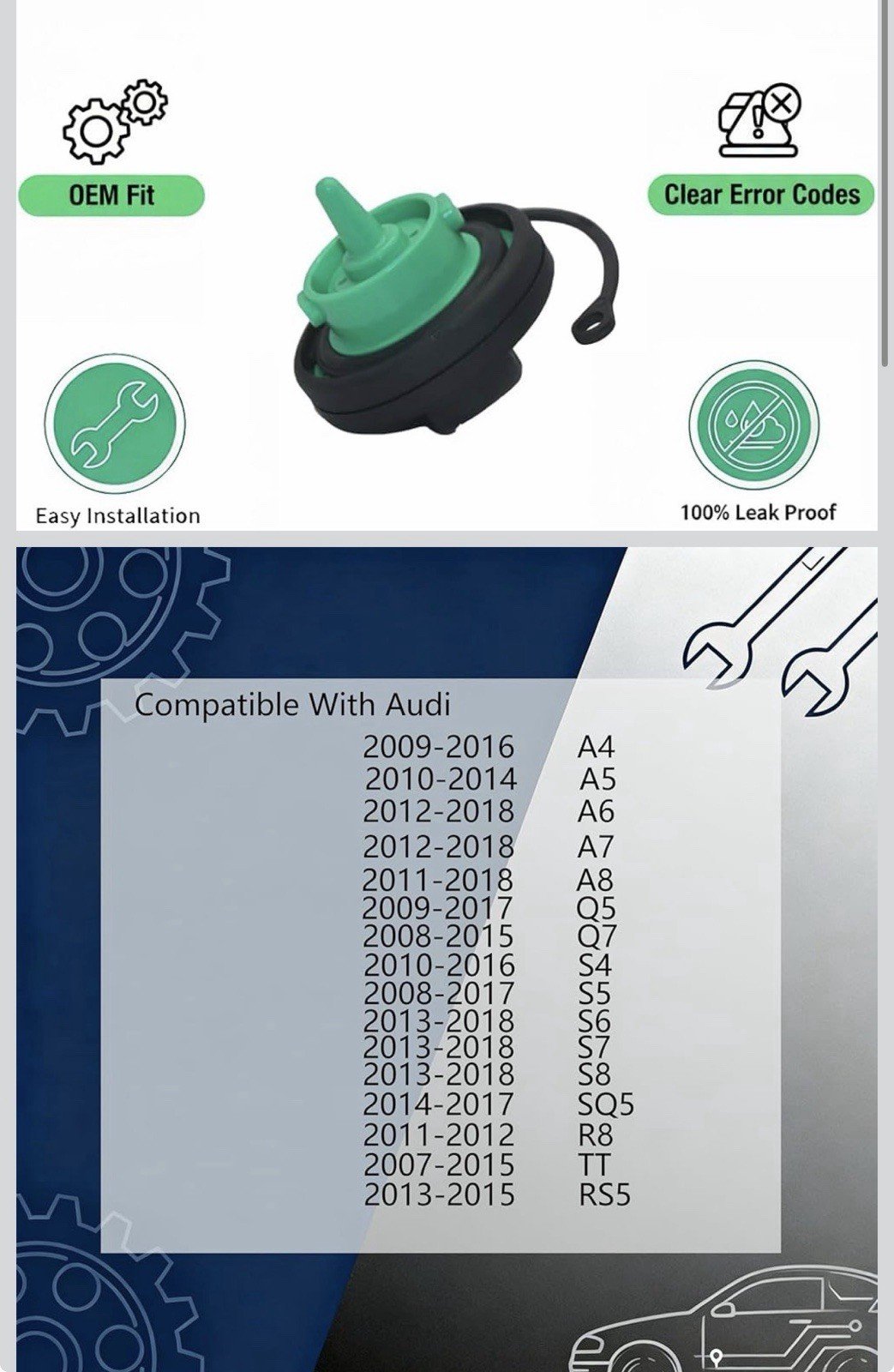 Fuel Tank Gas Filler Cap For Audi A4 A4 Quattro A5 A8 Q5 2008-2016 8K0201550N - Image 2