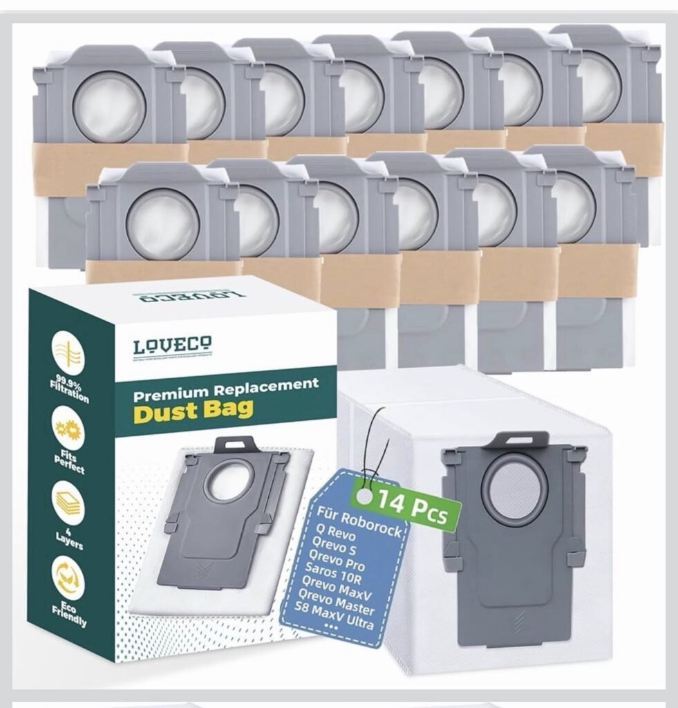 14 Pack Dust Bag Replacement Compatible for Roborock S8 MaxV Ultra Q Revo Qrevo