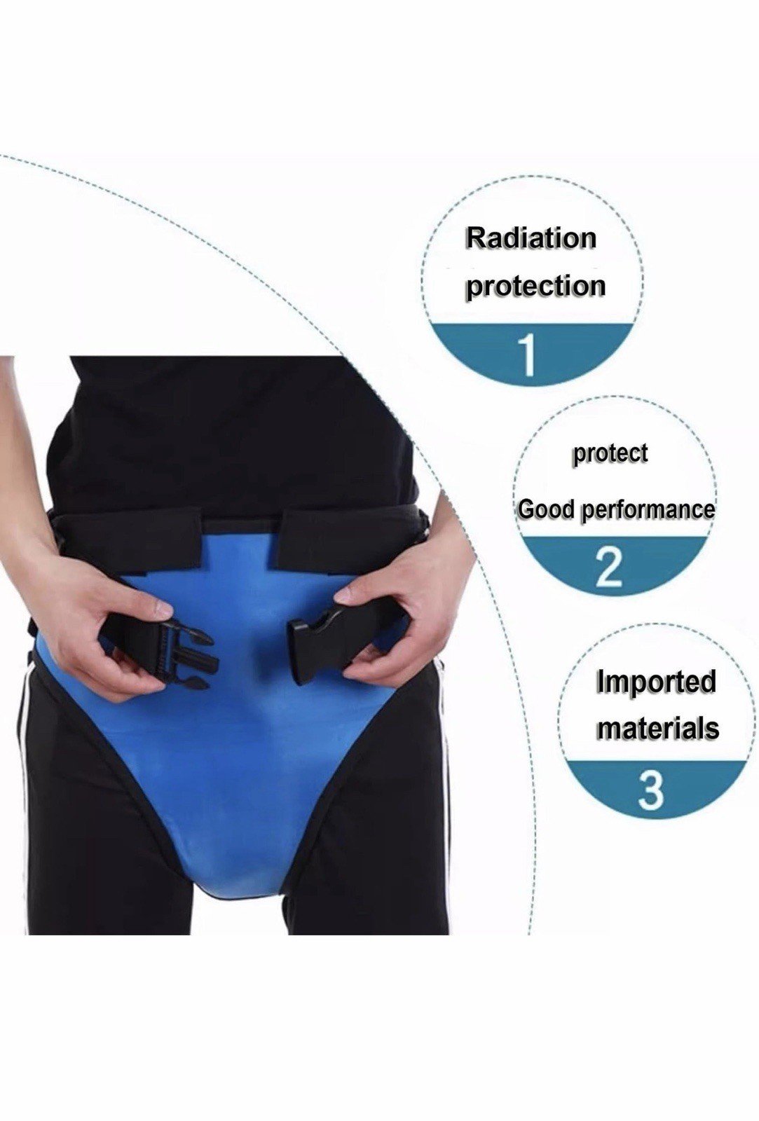 Lead Apron X-Ray Protection W Belt 0.5mmpb L Size Blue Adjustable Large 120KV - Image 2