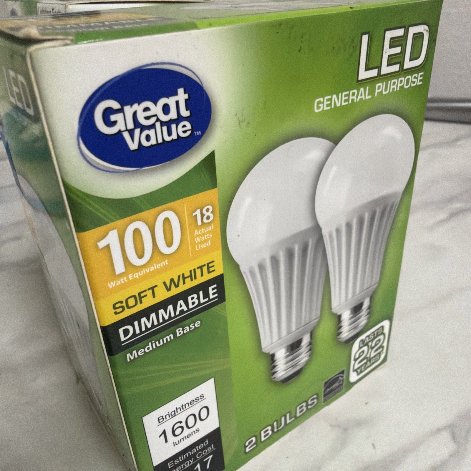 4pc Dimmable LED 18 watt Light Bulb Soft White 100W 1600 Lumens A19 GV 2700K