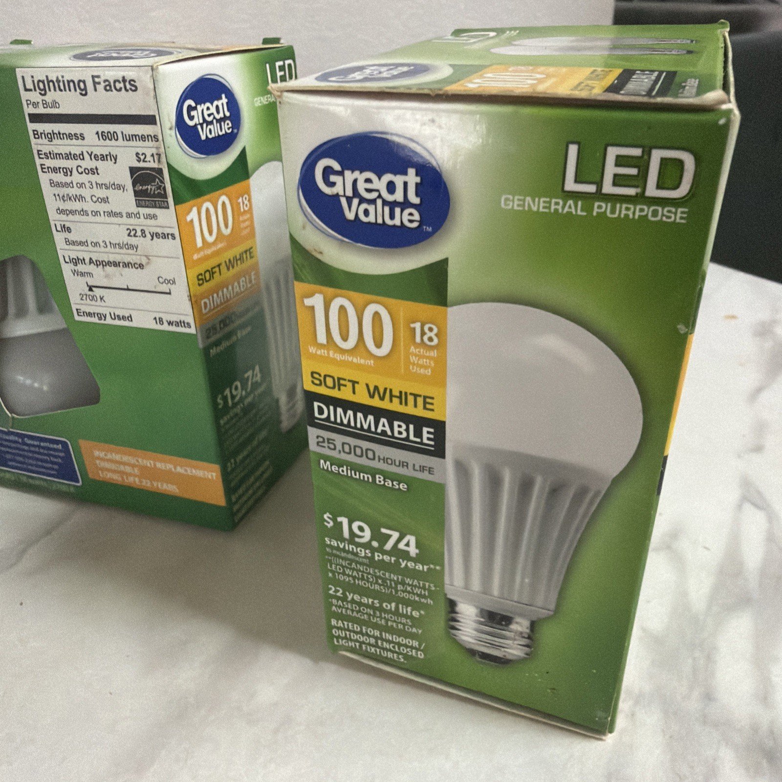 4pc Dimmable LED 18 watt Light Bulb Soft White 100W 1600 Lumens A19 GV 2700K - Image 2