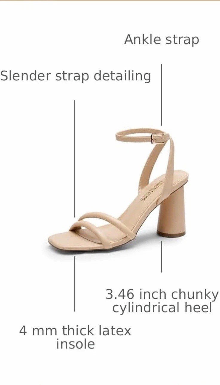 DREAM PAIRS Dress Shoe Women's Strappy Round Heels Open Square Beige SZ11 Strap - Image 2