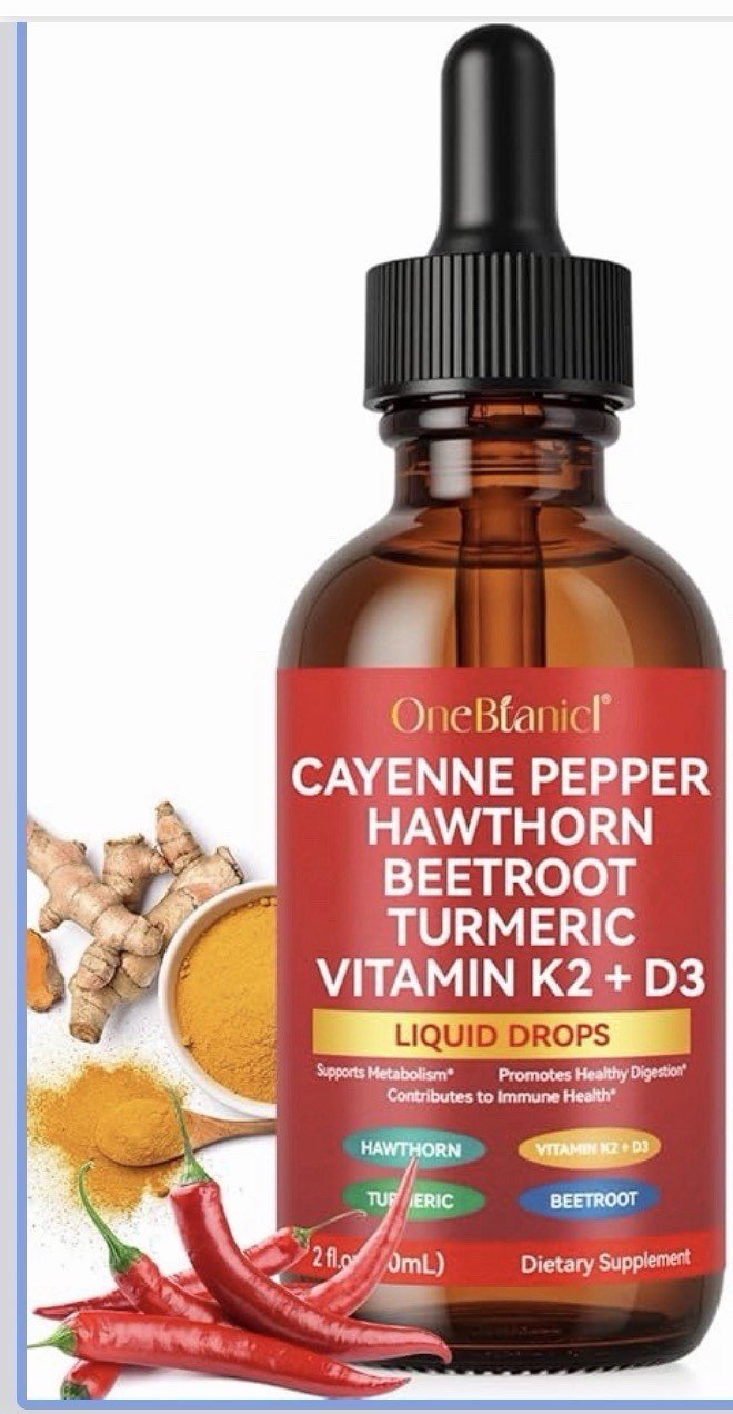 3pcs Cayenne Pepper Hawthorn Beet Turmeric Vitamin Supplement K2+D3 Liquid Drops