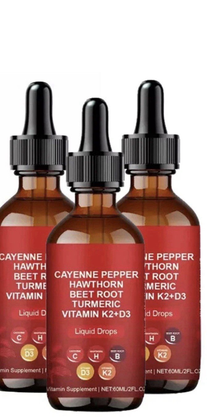 3pcs Cayenne Pepper Hawthorn Beet Turmeric Vitamin Supplement K2+D3 Liquid Drops - Image 3