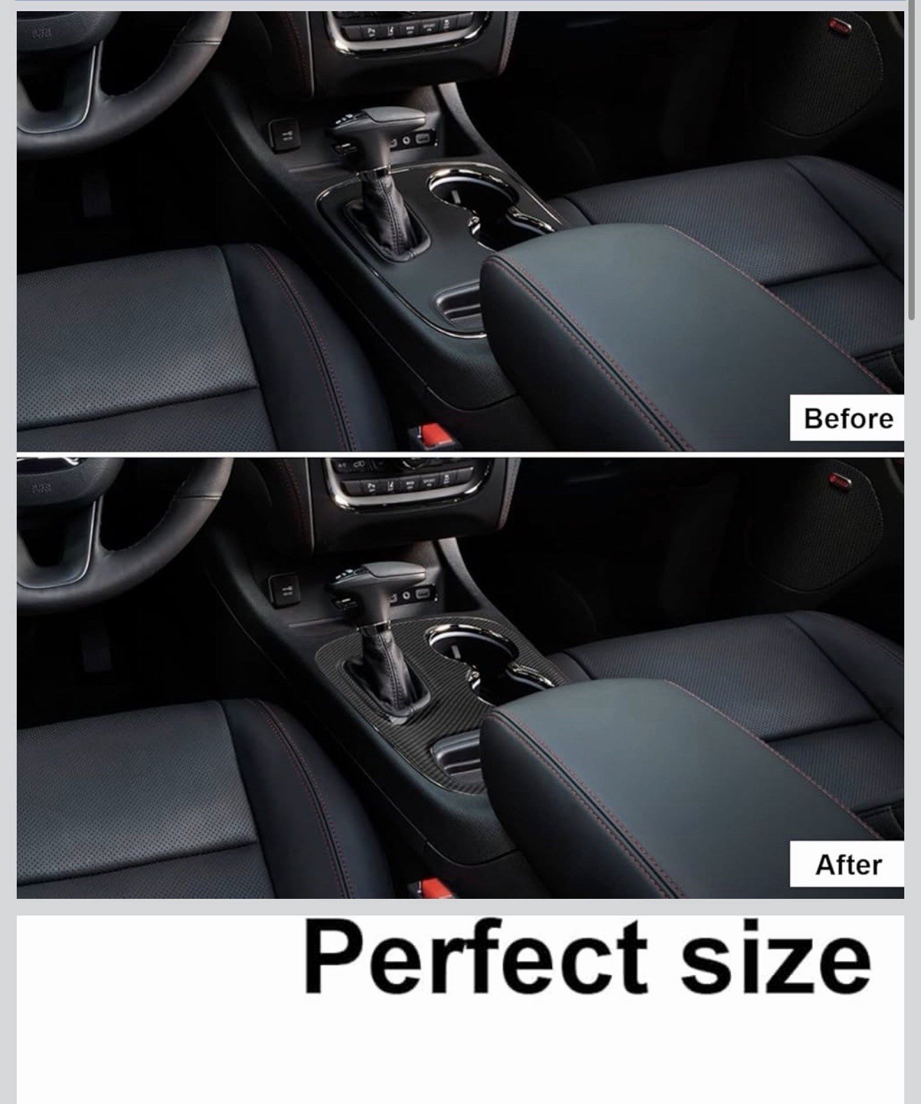 Carbon Fiber Gear Shift Panel Cover Trim Accessories For Dodge Durango 2018-2020 - Image 3