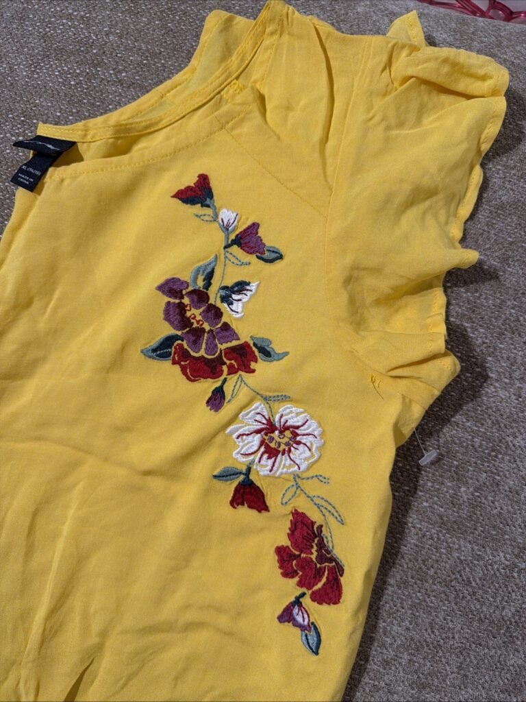 Art Class Girls' Embroidered Short Sleeve Shirt -Yellow Xl 14/16