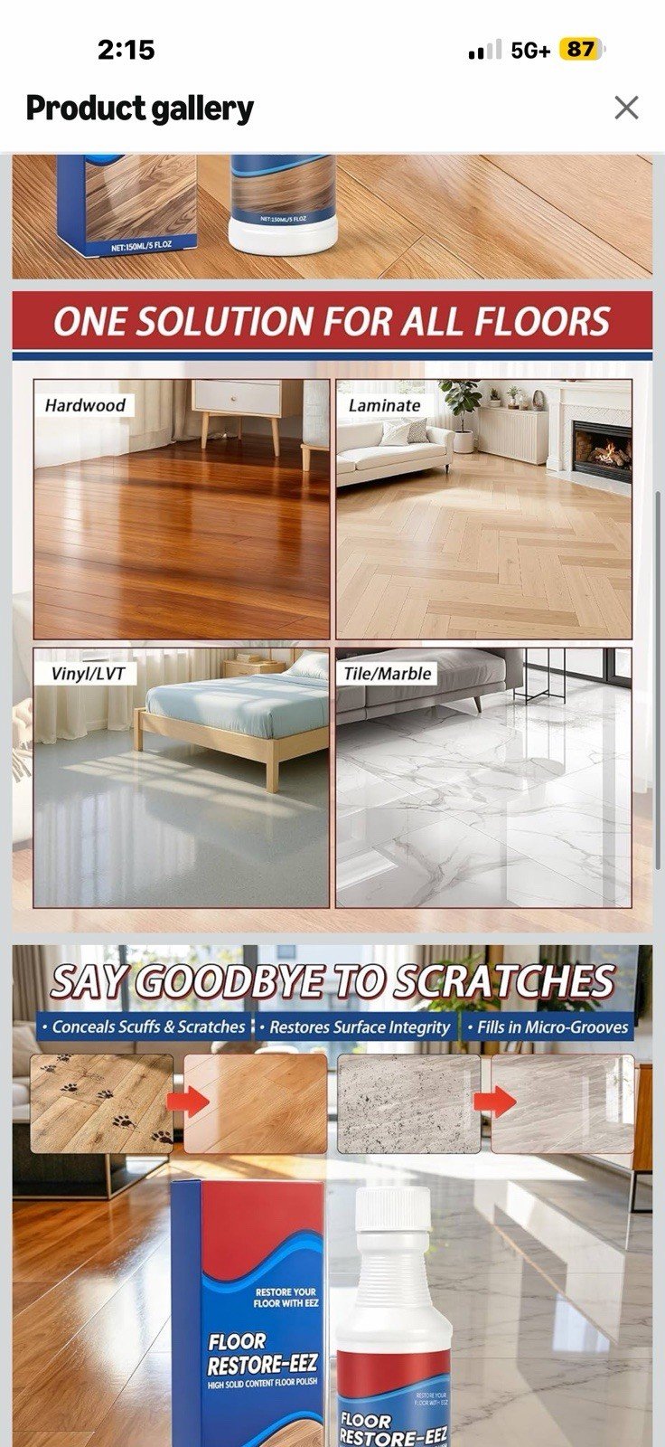 Floor Restore Cleaner, High Solid Content Floor Polish for Shine Renewal & 1pcs - Image 3