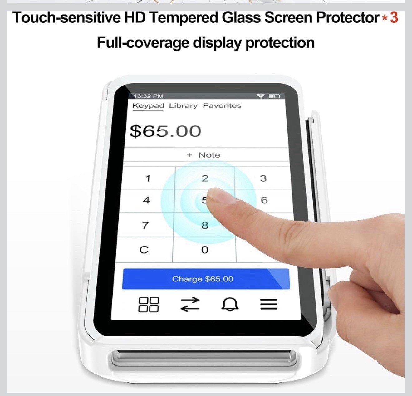 Bumper Case for Square Terminal Payment Reader White W 3 Screen Protector Glass - Image 4