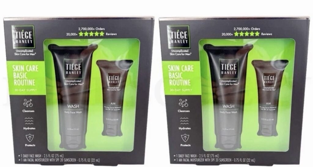 2 Sets Tiege Hanley Basic Men's Facial Skin Care 30-Days X 2 Boxes 4 Tubes Wash