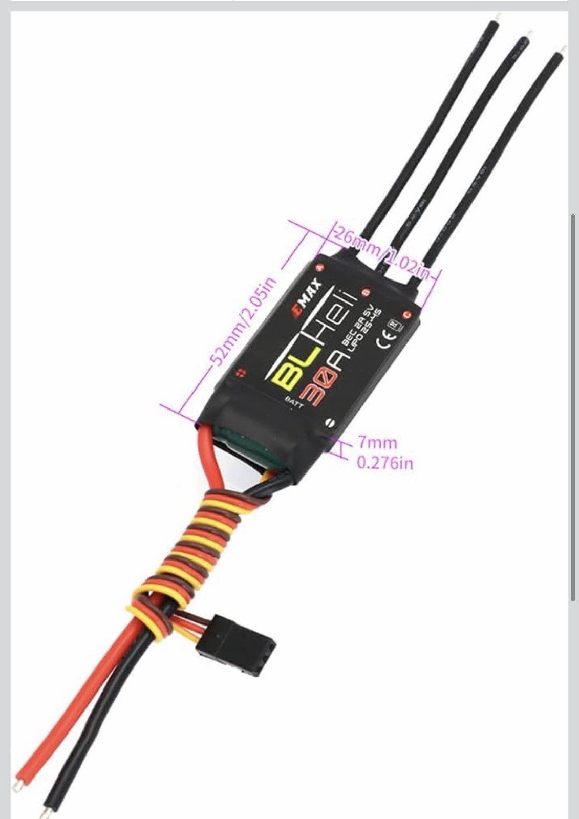 EMAX BLHeli Brushless ESC, 12A-80A Optional 2-6S LiPo RC Drone Firmware (30A) - Image 3