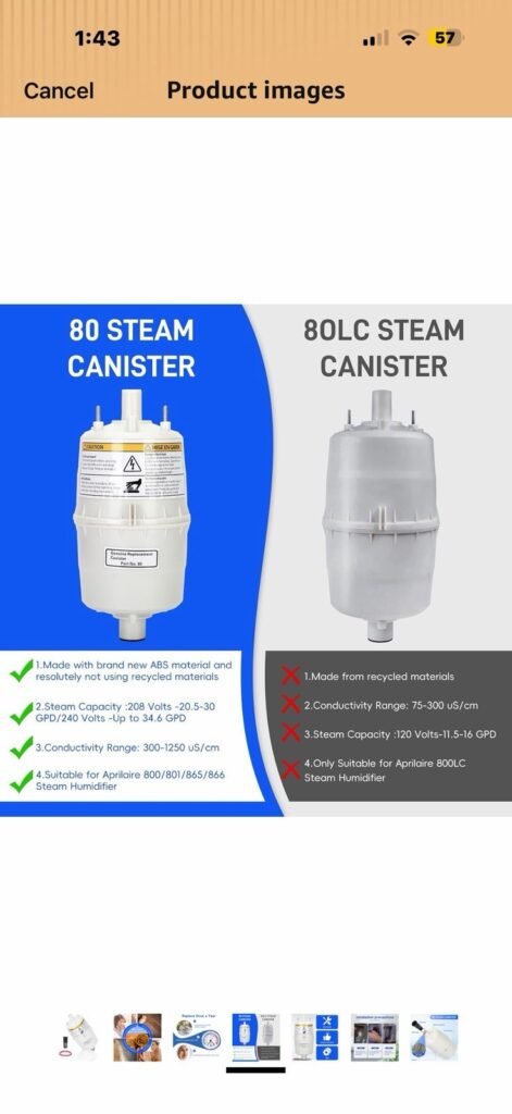 Canister 80 Replacement Canister for AprilAire Steam Humidifier (Pack of 1)