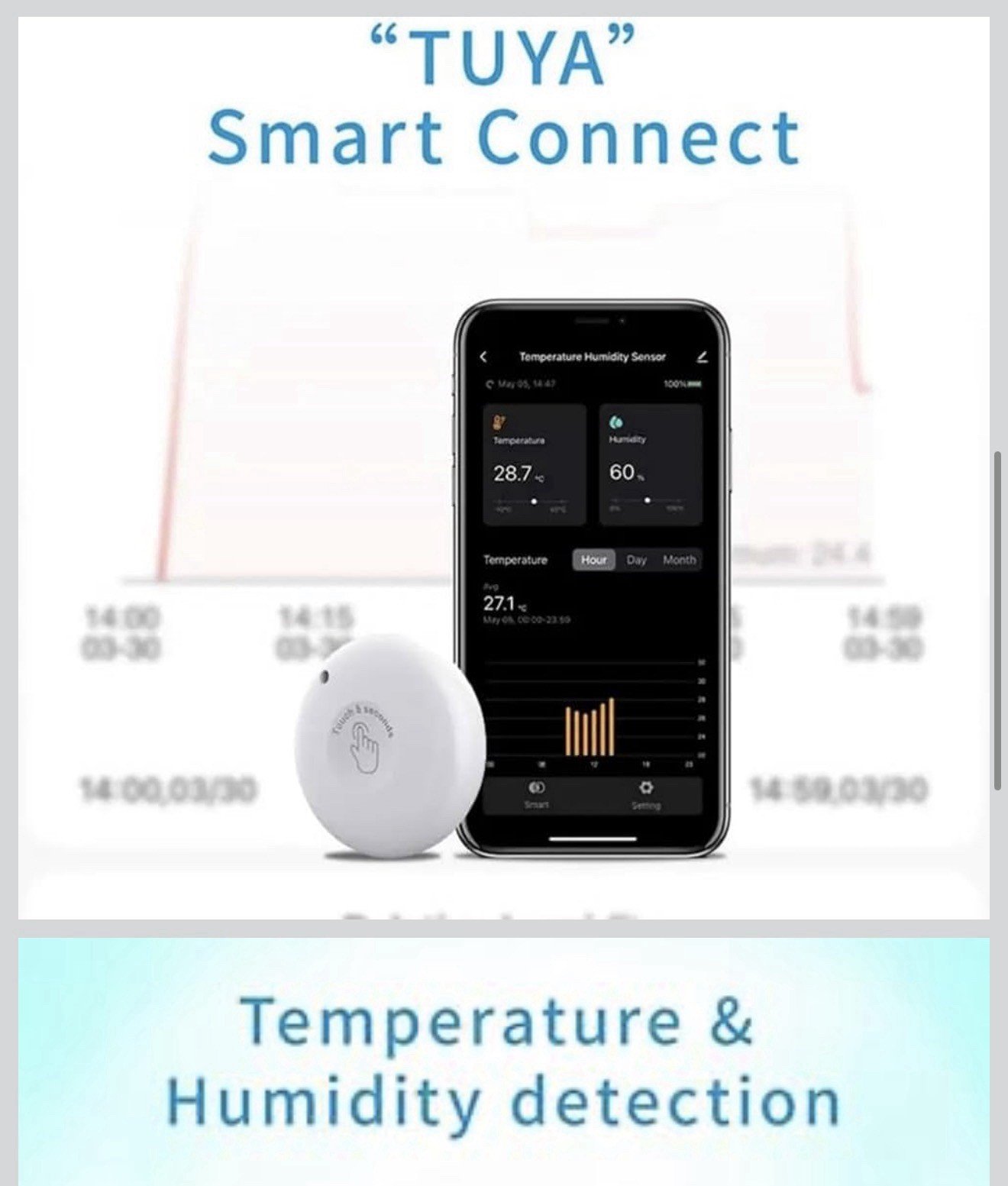 Tuya Bluetooth Temperature Humidity Sensor Hygrometer Thermometer Detector Gauge