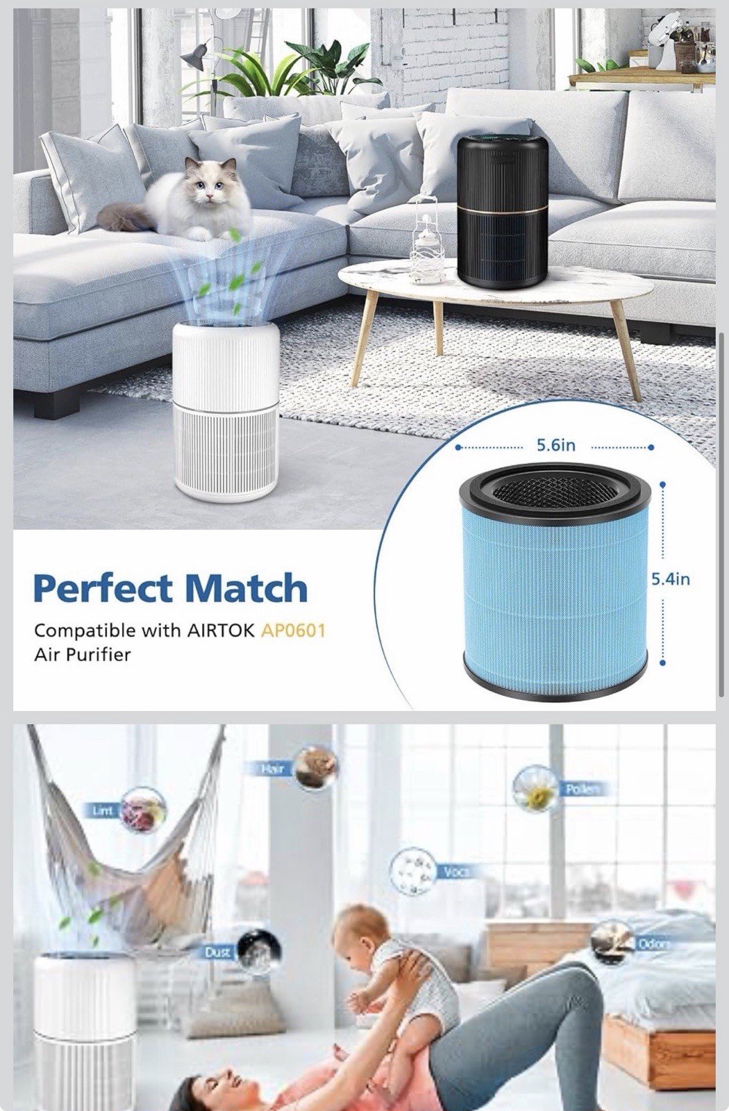 Genuine AIRTOK AP0601 AIRTOK AP0601 True Air Purifier 2-Pack H13 True Hepa - Image 4