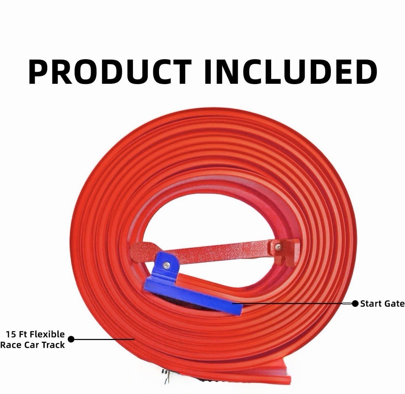 Flex Tracks 15 Ft for Kids Starter Set, Flexible Race Car Ramp Red Classic Gate