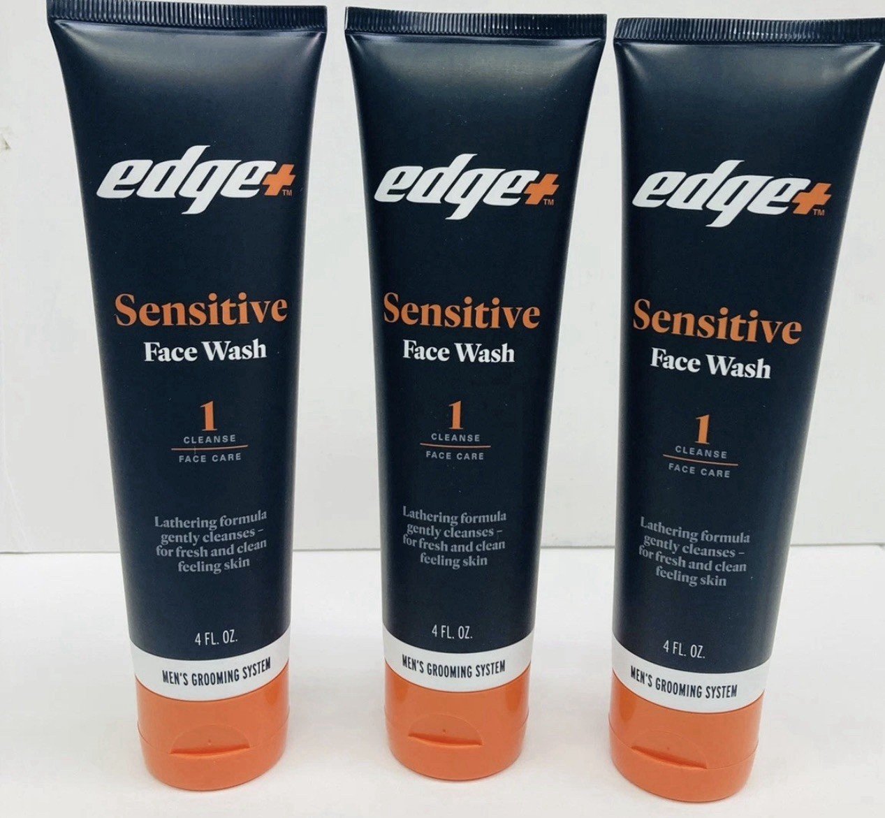 New 1 Cleanse Edge+ Sensitive Face Wash 4 Oz Men’s Grooming System Lot Of 3