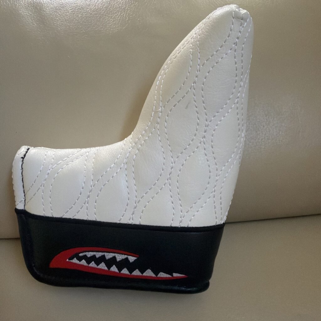 Quilted Magnetic Blade Headcover W Shark Design for Golf Putter Club White Black